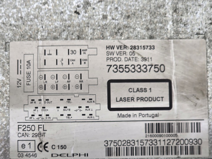 DUCATO BOXER JUMPER 06- RADIO AUTORADIO 7355333750 1W