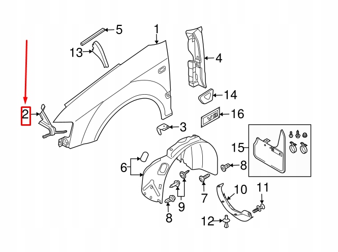 AUDI A4 AVANT B7 SUPPORT GARDE-BOUE AVANT GAUCHE 8E0821135C ORIGINAL