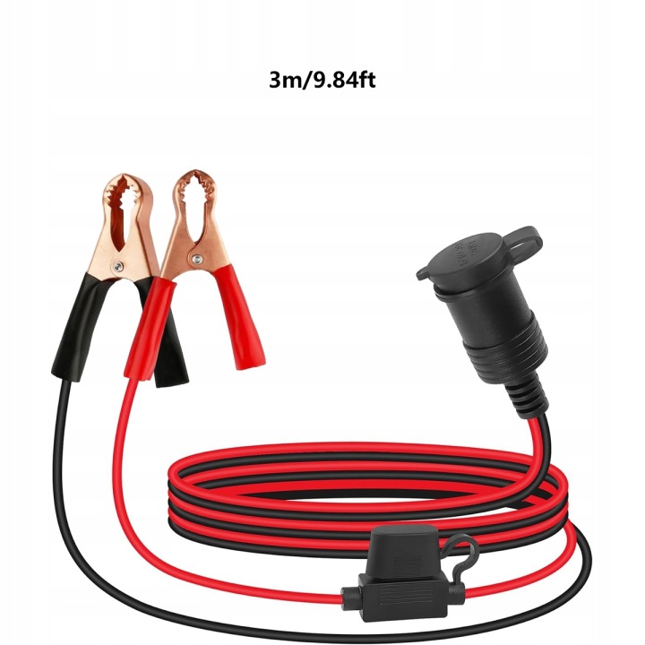 PRISE ALLUME-CIGARES AUTOMOBILE AVEC BORNES VERS BATTERIE 16 AWG 3M 180W 360W