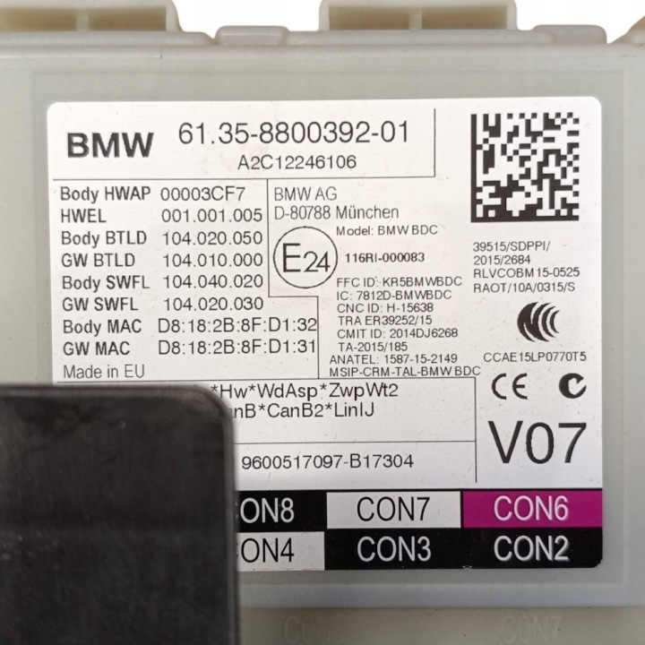 BMW X3 G01 2018 ENSEMBLE MODULE CONTRÔLEUR CONFORT