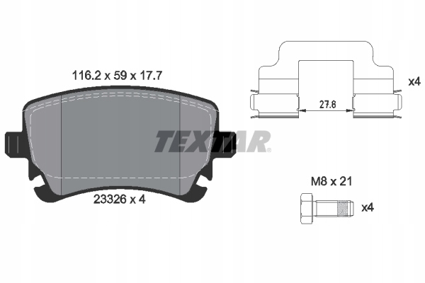 ZAPATAS DE FRENADO KPL. TEXTAR 2332601 VW TRANSPORTER T5 BUS 2.0 TDI 