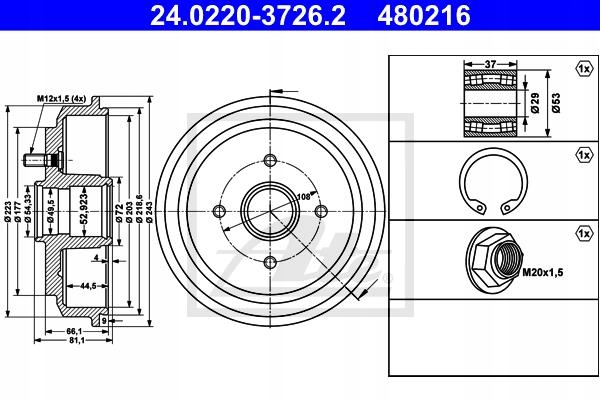 BEBNY DE FREIN ATE 24.0220-3726.2 photo 2 - milautoparts-fr.ukrlive.com