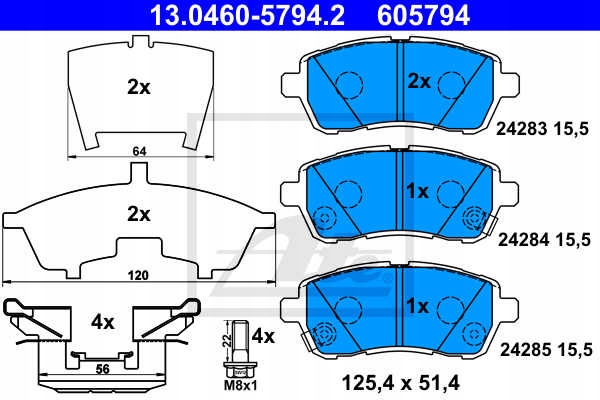 DISCS PADS FRONT ATE SUBARU JUSTY IV 