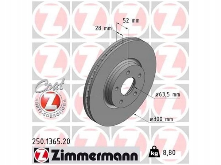 DISCOS PARTE DELANTERA ZIMMERMANN 250.1365.20 