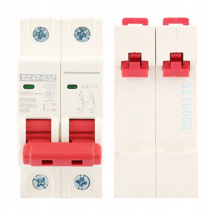 2P DC 500V 20A MINI INTERRUPTEUR AUTOMATIQUE MCB C1