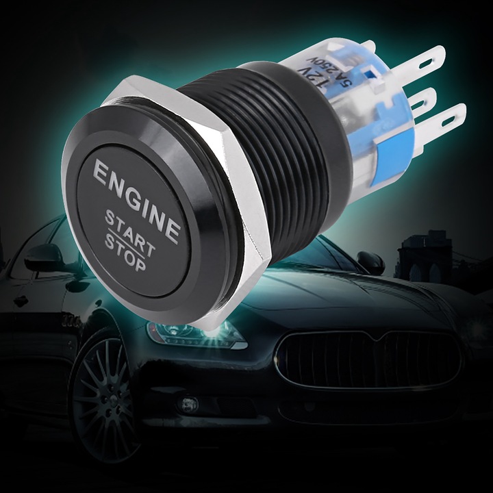 BOTÓN DE ARRANQUE START ENGINE 12V DIODO LUMINOSO LED 