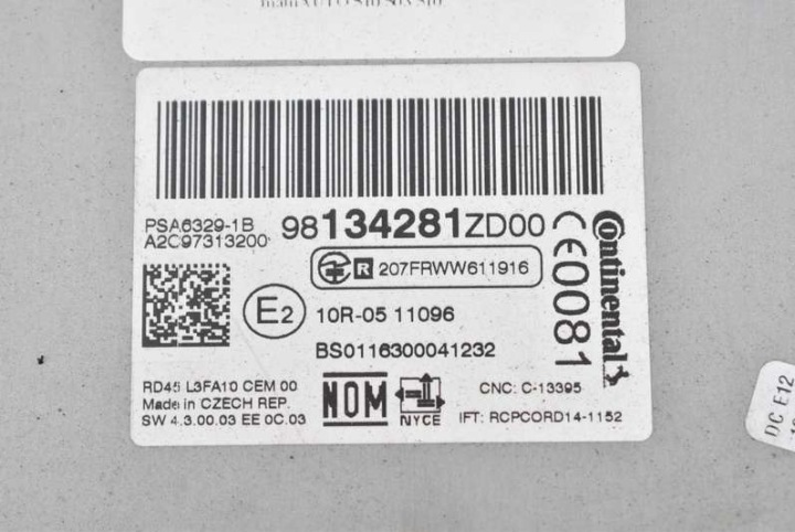 RADIO AUTORADIO CD 98134281 PEUGEOT 301 12-17