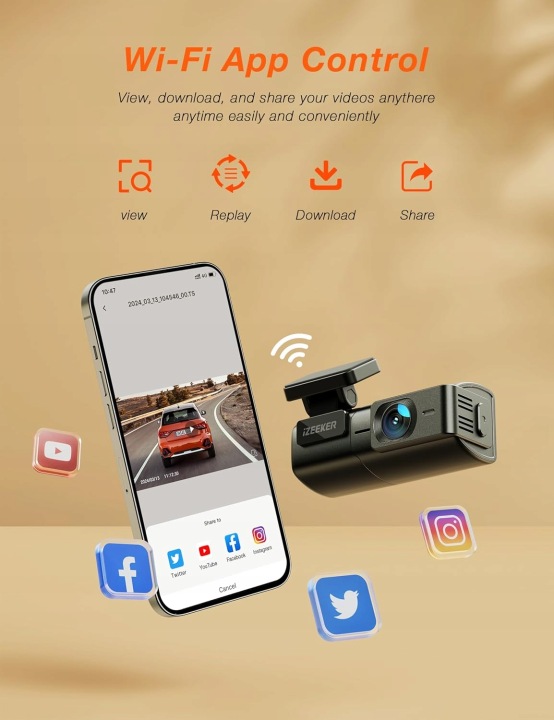 ENREGISTREUR CONDUITE 2.5K WIFI CAMÉRA AUTOMOBILE 1440P MINI DASHCAM