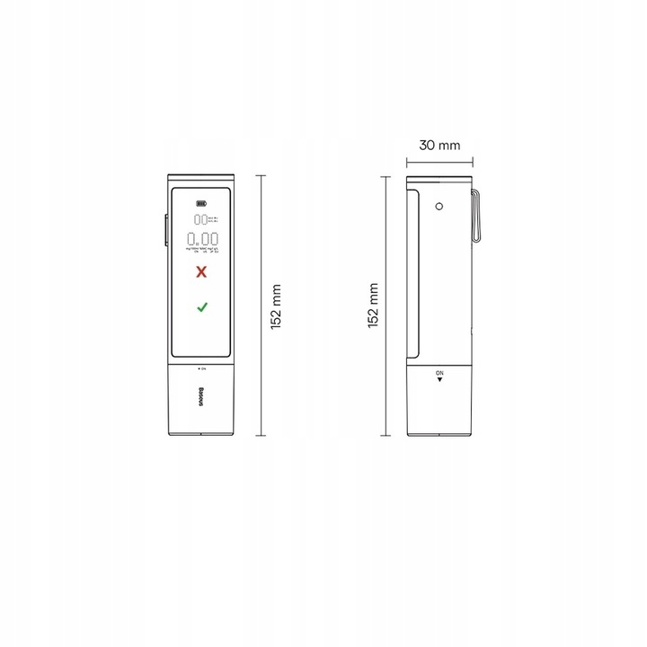 BASEUS SZYBKI ALCOHOLÍMETRO DIGITAL BEZUSTNIKOWY CON WYSWIETLACZEM, ELEKTRONICZNY 