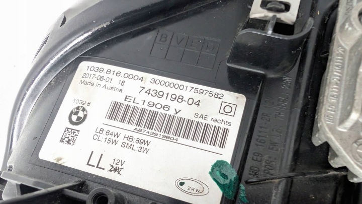 PROJECTEUR AVANT CÔTÉ DROITE BMW 5 G30 G31 G38 7439198