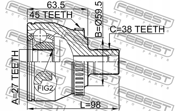 JOINT EXTÉRIEUR 27X59.5X38 FEBEST 1710-011A45