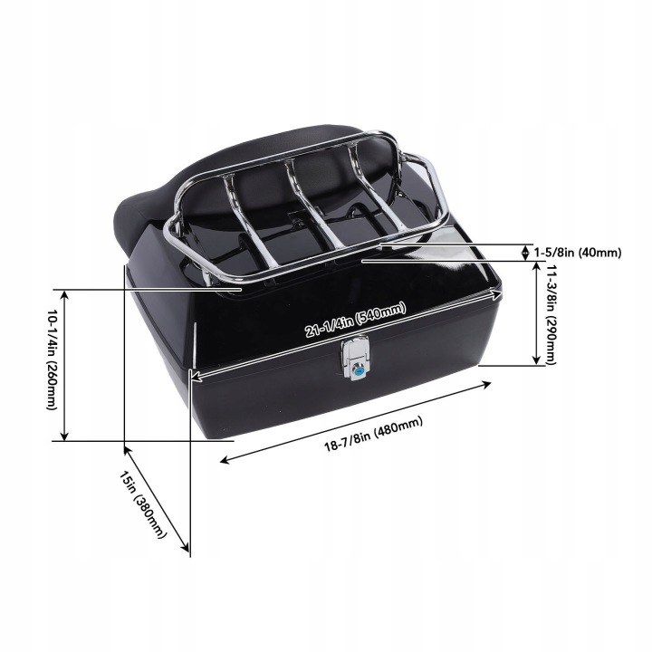 ARRIÈRE BOÎTE À GANTS BAGAZOWY MOTOCYCLETTE 48L AVEC BLOKADE SÉCURITÉ I CLÉ