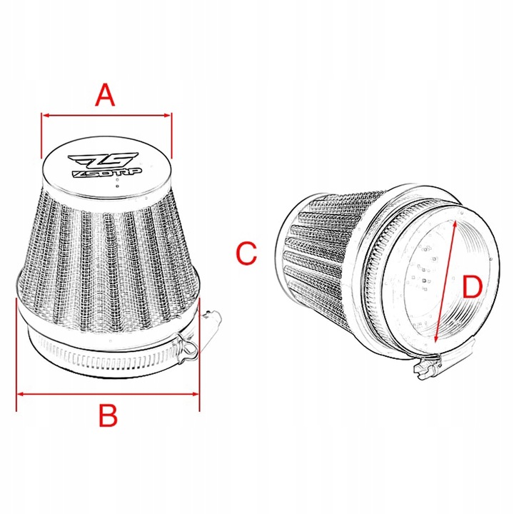 FILTRO AIRE DRENADOR PARA MOTORU MOTOCYKLA 55 MM 