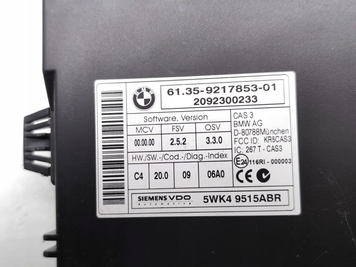 BMW 1 E87 CONTRÔLEUR CAS 9217853