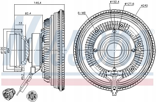 86150 EMBRAGUE DIFERENCIAL DE ACOPLAMIENTO VISCOSO DE VENTILADOR 86150 NISSENS 