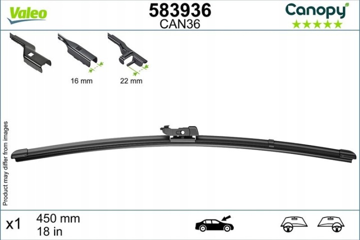 VALEO POIGNÉE ESSUIE-GLACES 450MM CANOPY