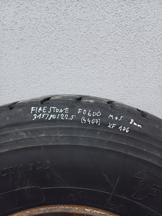 LLANTA NEUMÁTICO RUEDA DAF XF 106 FIRESTONE FD 600 315/80/22.5 