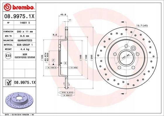 DISCOS ZAPATAS PARTE TRASERA BREMBO VOLVO V40 LIFTBACK 