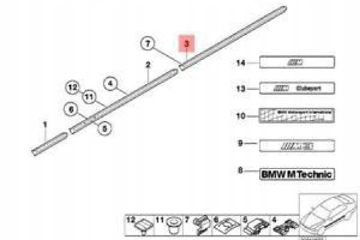 BMW M3 E36 ARRIÈRE GAUCHE MOULURE CWIERCOKRAGLA 5113 NEUF ORIGINALE 2233689