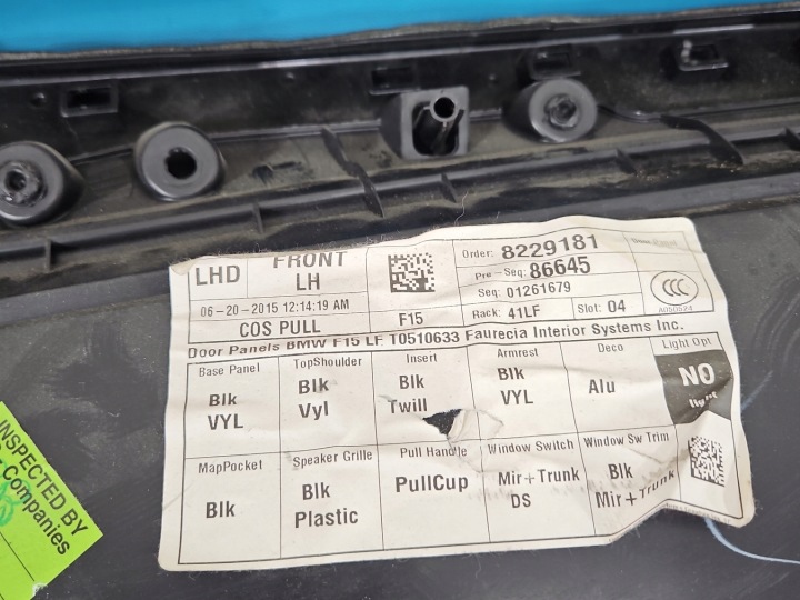 GARNITURE PORTES CONDUCTEUR AVANT GAUCHE COLLECTEUR BMW X5 F15 EUROPE MATERIALOWA