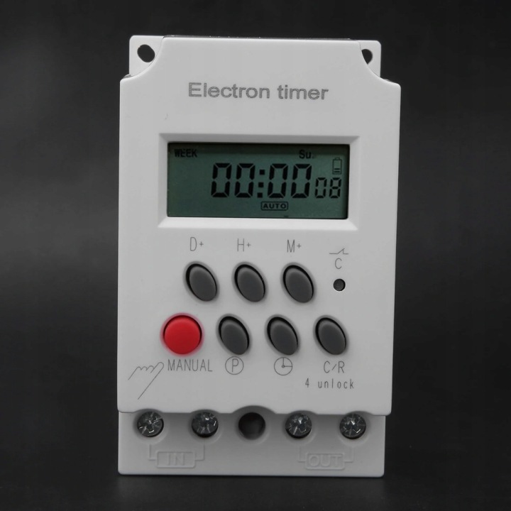 PROGRAMMEUR CZASOWY COMMUTATEUR INTERRUPTEUR MINUTERIE LCD 220VAC 30A