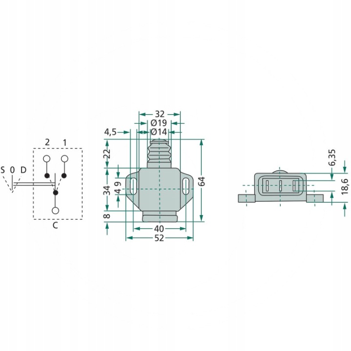 COBO COMMUTATEUR STYKOWY MÉCANIQUE 12/24V IP67