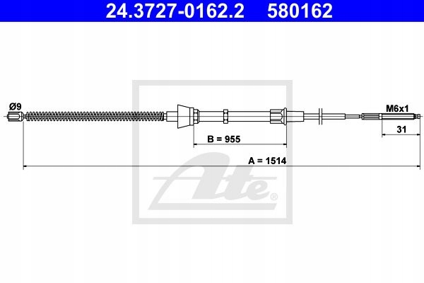 ATE 24.3727-0162 CABLE BRAKES MANUAL VW POLO -0 