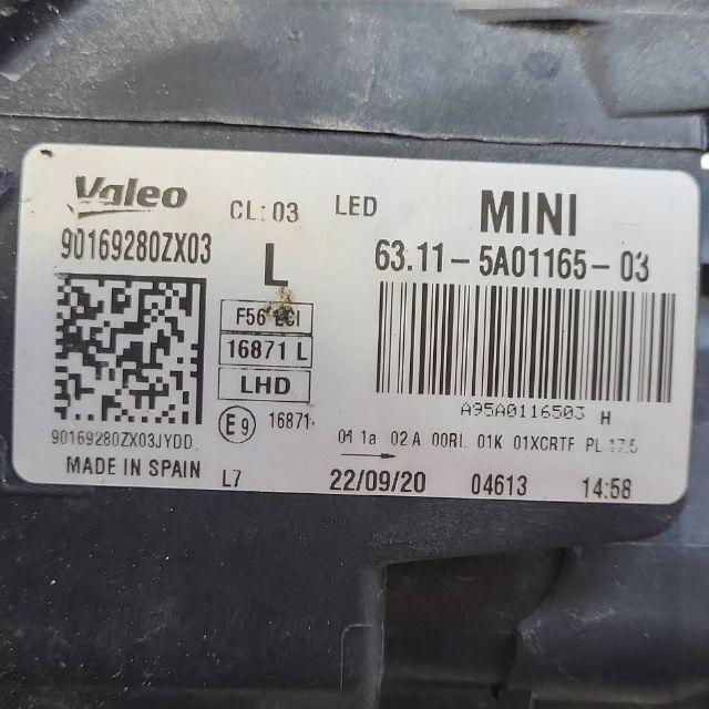 2021 MINI ÉLECTRIQUE (COOPER SE) PROJECTEUR 63115A0116503