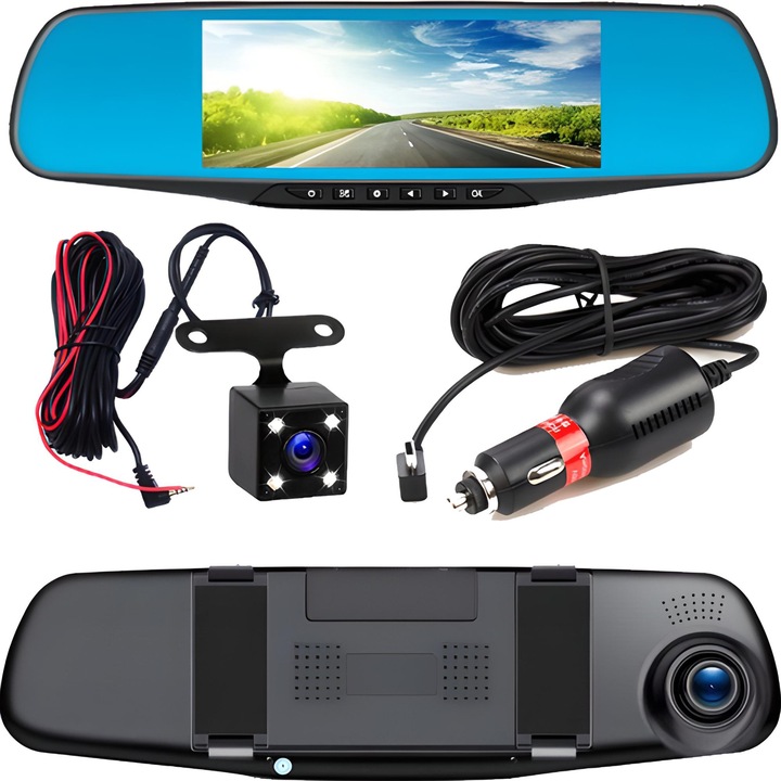 CÁMARA RETROVISOR COMPLETO HD GRABADORA DE VÍDEO AUTO ESPEJO DWUKIERUNKOWY 