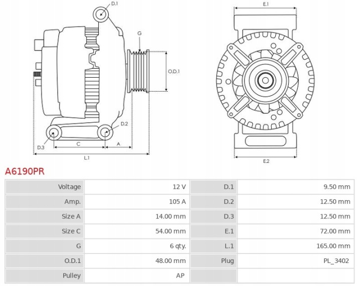 ALTERNATEUR AS-PL A6190PR