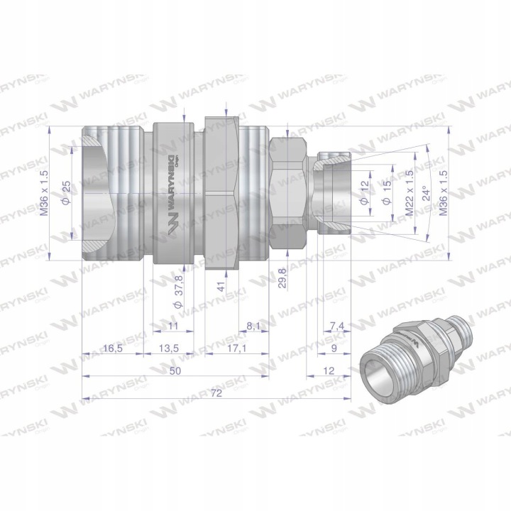 CONNECTEUR PRISE M22X1,5 SKRECANE WARYNSKI