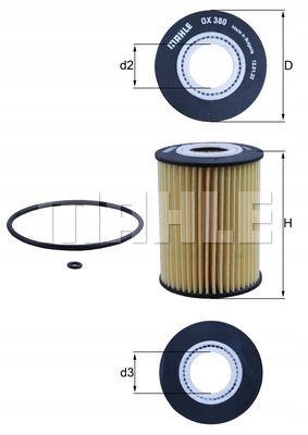 FILTRE HUILES KNECHT/MAHLE OX 380 D ECO CH MAHLE OX 380D FILTRE HUILES