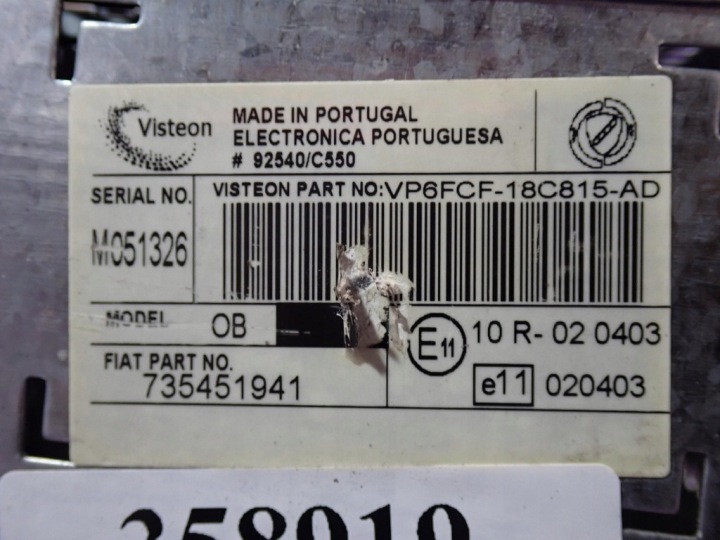 FIAT BRAVO II 07-11 RADIO VISTEON CD 735451941