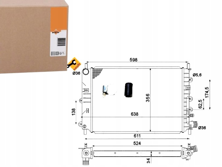RADIATEUR MOTEUR AVEC ELEMENTAMI MONTAZOW 514436 NRF