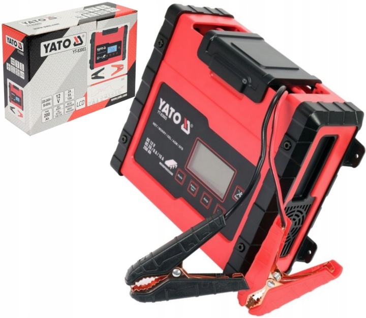 YATO CHARGEUR ÉLECTRONIQUE LCD 12V 2A 8A 15A