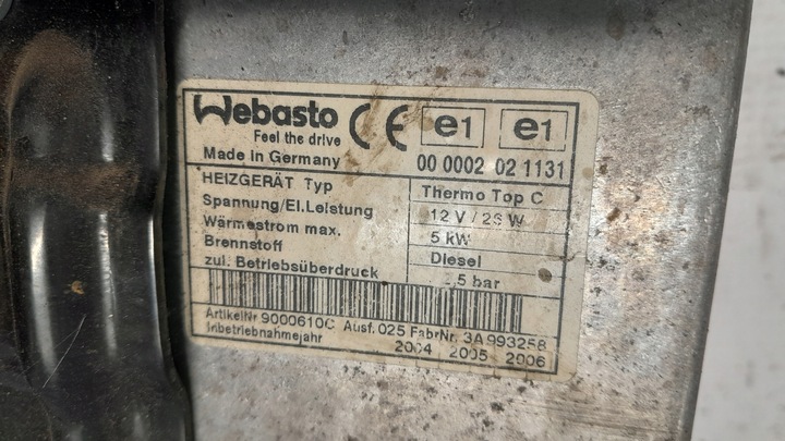 MAZDA 6 GG WEBASTO DIESEL 66724B 9000610C 