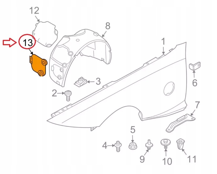 BMW Z4 E85 PROTECTION PASSAGE DE ROUE AVANT DROIT 51717056404