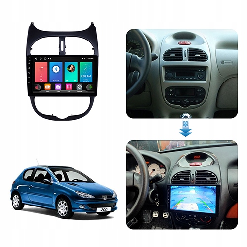 2DIN RADIO PEUGEOT 206/CC/SW 2002-2010 SIM LTE 4G 8GB 128GB RDS CARPLAY 