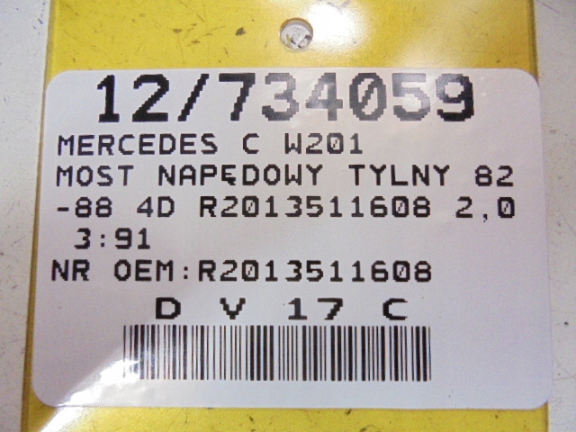 PONT ARRIÈRE ARRIÈRE MERCEDES E-KLASA W210 2.2D 95KM 1995-2002 3,64 R2013511608