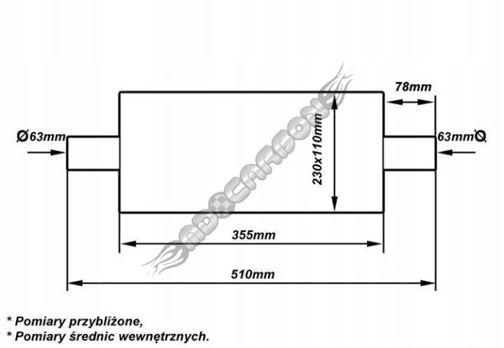 SILENCIEUX CENTRAL 63.5MM L-510MM 409SS TURBOWORKS