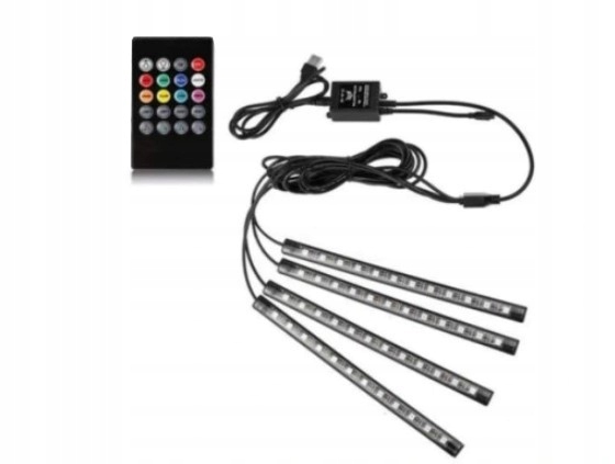 BIG 48 LED USB APP REMOTE CONTROL MUZYKA LIGHTING INTERIOR AUTO CABINS CAR 