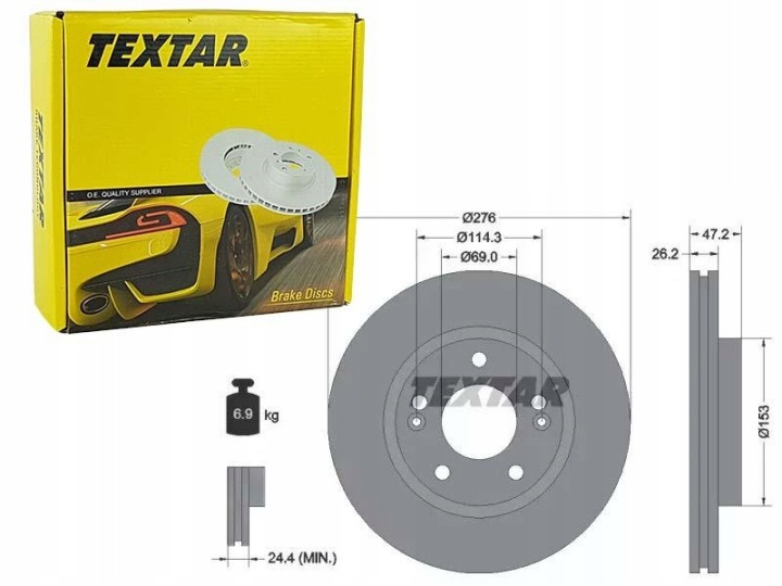 TEXTAR DISQUE FREIN HYUNDAI DROIT SANTA FE 01-/TRAJET 01-/GALLOPER