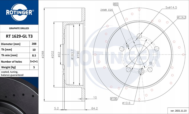 DISCOS ROTINGER LEXUS RX300 RX350 RX400 03- PARTE TRASERA 