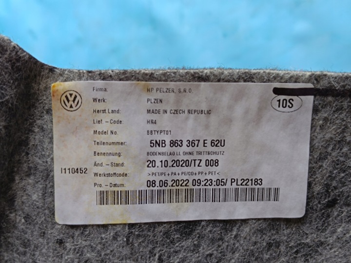 VW TIGUAN II 2 LIFT 1,5 TSI 110KW 2022R PLANCHER REVÊTEMENT TAPIS 5NB863367E