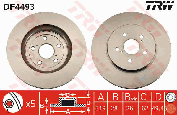 DISCOS ZAPATAS PARTE DELANTERA TRW LEXUS RX 300 204KM 