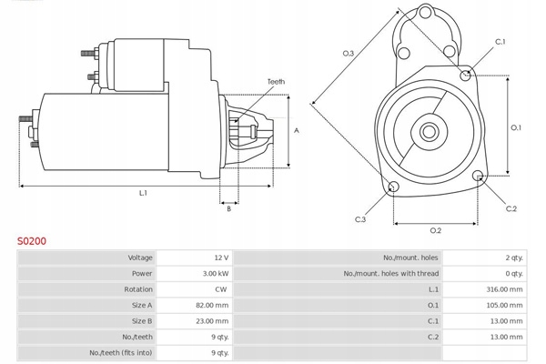 DÉMARREUR 12V STEYR AS-PL