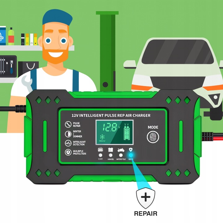 CHARGEUR AUTOMOBILE AUTOMATIQUE AVEC FONCTION RÉPARATION AKUMULATOROW 12V 24V