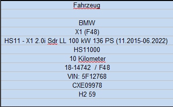 TENSOR CORREA BMW F39 F48 F45 F54 F56 F60 