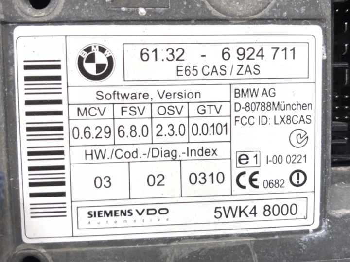 CONTACTEUR D'ALLUMAGE BMW E65 6924711 3.6 272KM 01-09 CLÉ