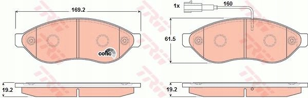 TRW PLAQUETTES FREIN FIAT DROIT DUCATO 06- CHARGE 1100/1500 2 CAPTEURS